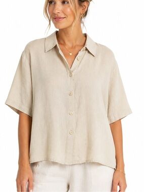 United Colors of Benetton 100% Linen Button Front Boxy Shirt Women’s XL
Neutral